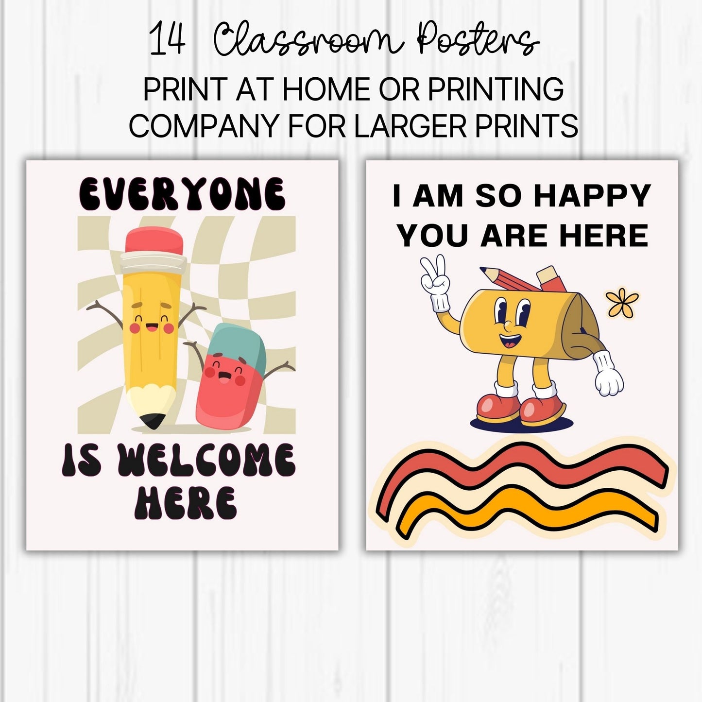 14 Motivational Classroom Posters – Positive Quotes & Growth Mindset Wall Decor for Kids