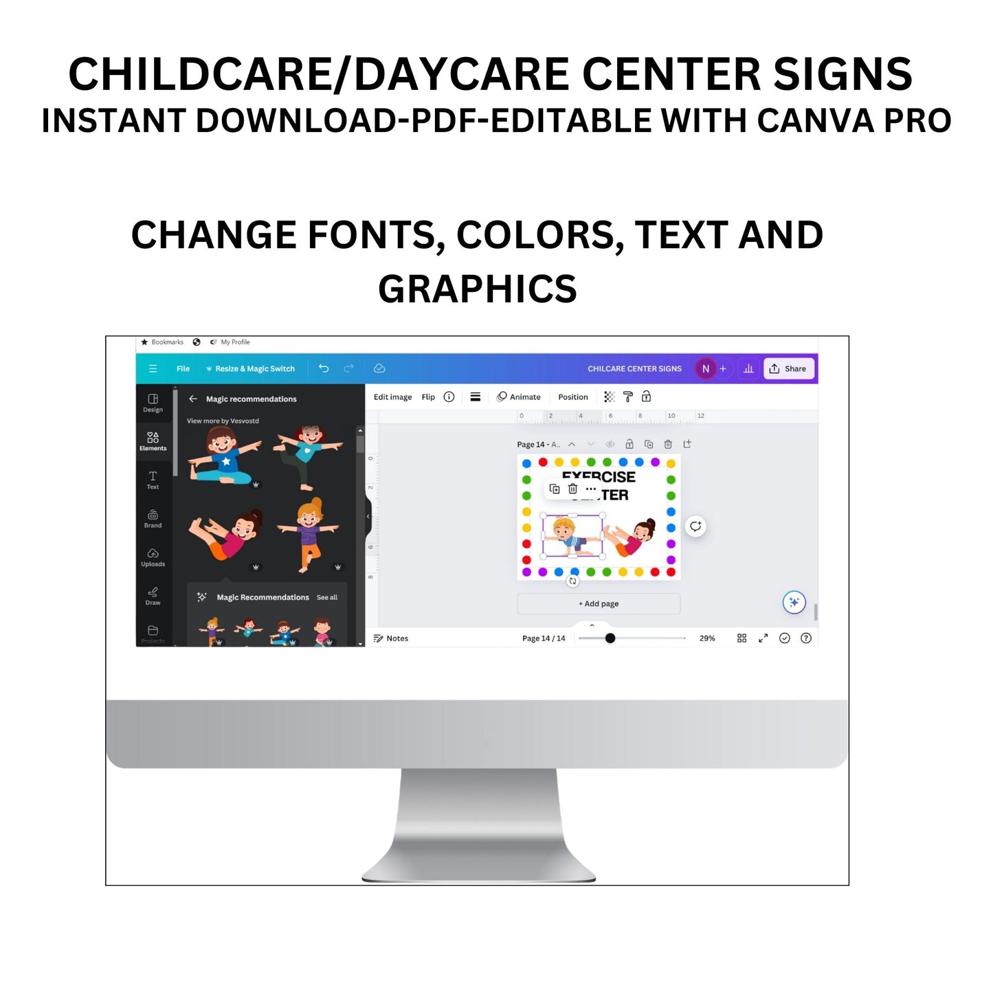 14 Colorful Preschool Signs | Printable Childcare & Daycare Center Signage for Classroom & Montessori | Childcare signs Editable Template