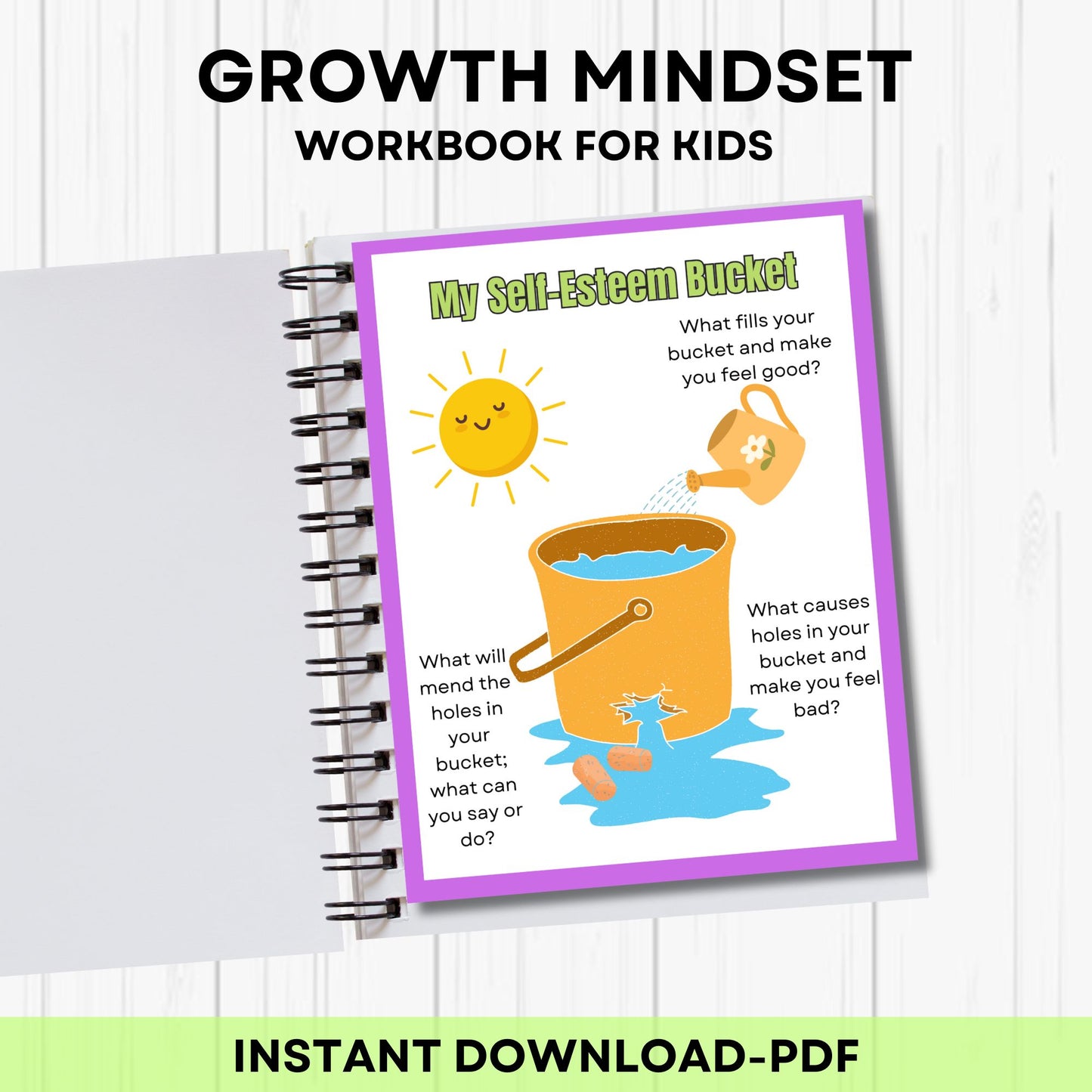 Grow Your Mind Worksheets for Kids – Social Emotional Learning Activities, Therapy Resources, Self-Love & Positive Thinking Challenge