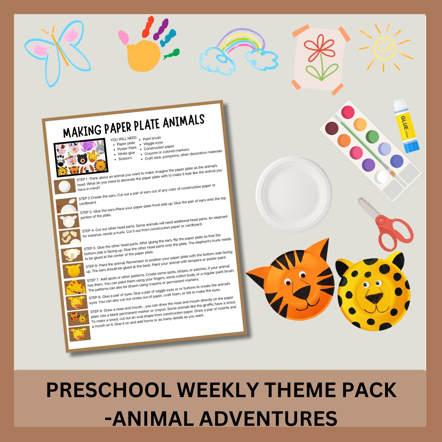 Animal Adventures Theme Preschool Curriculum | Weekly Lesson Plan for Early Learning | Daycare Learning | Homeschool Preschool Worksheets