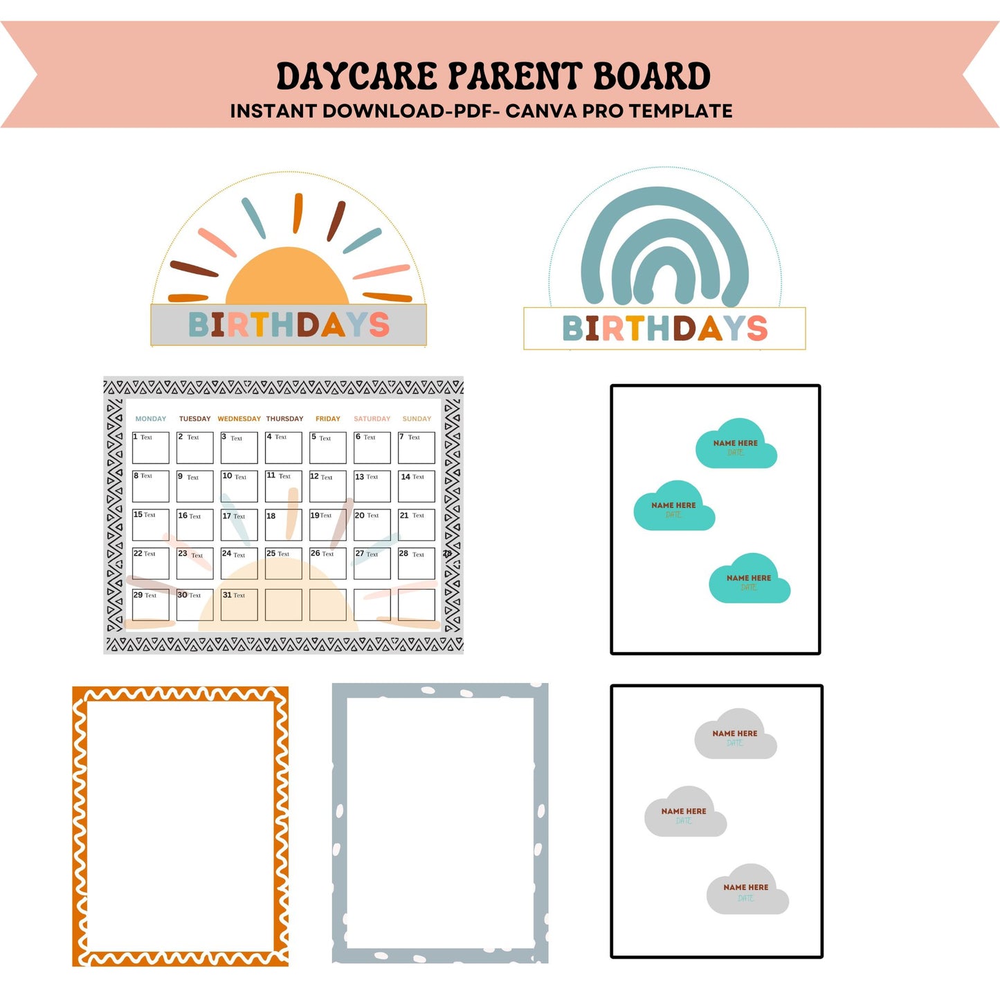 Daycare Parent Board Childcare Bulletin Board Canva Editable Template Parent Info Board Organization Daycare Management Editable Forms