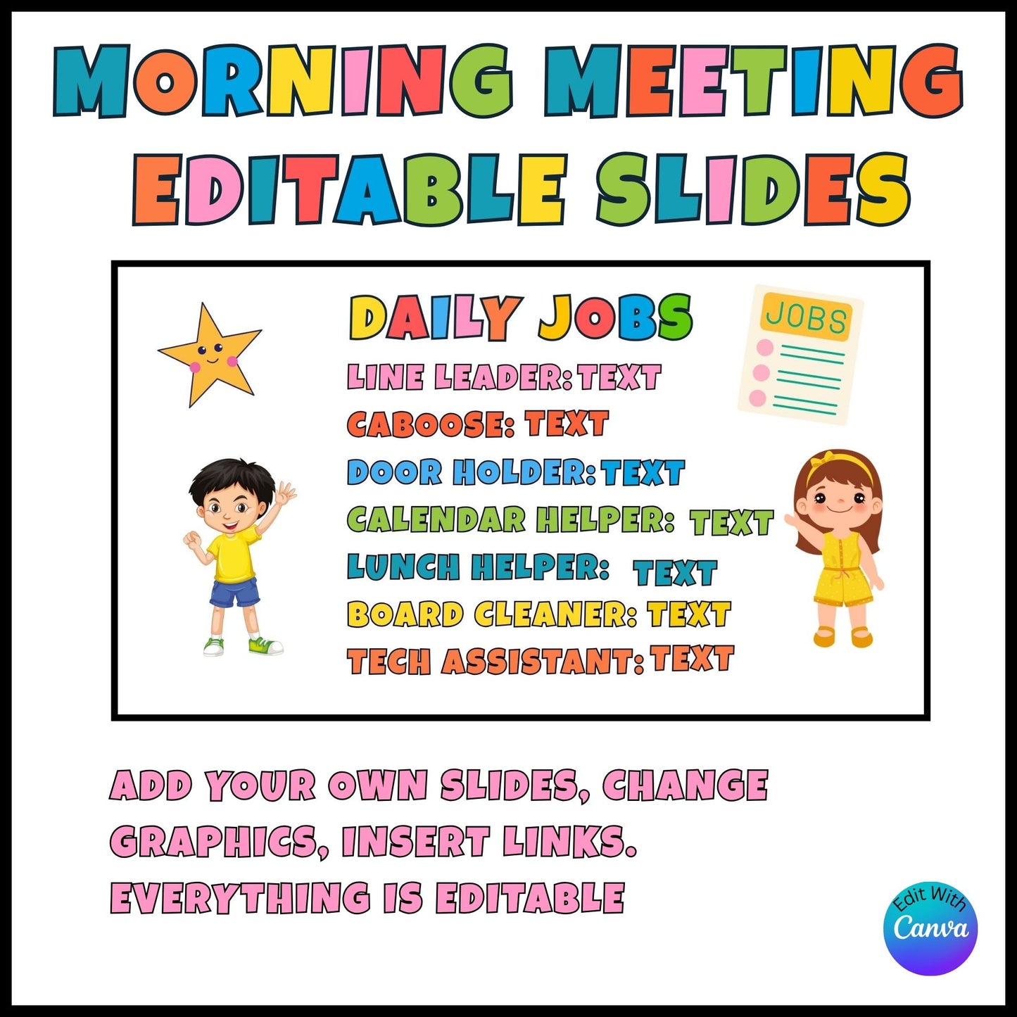 Morning Meeting Slides for Teachers – Editable Canva Template for Preschool and Elementary Classrooms