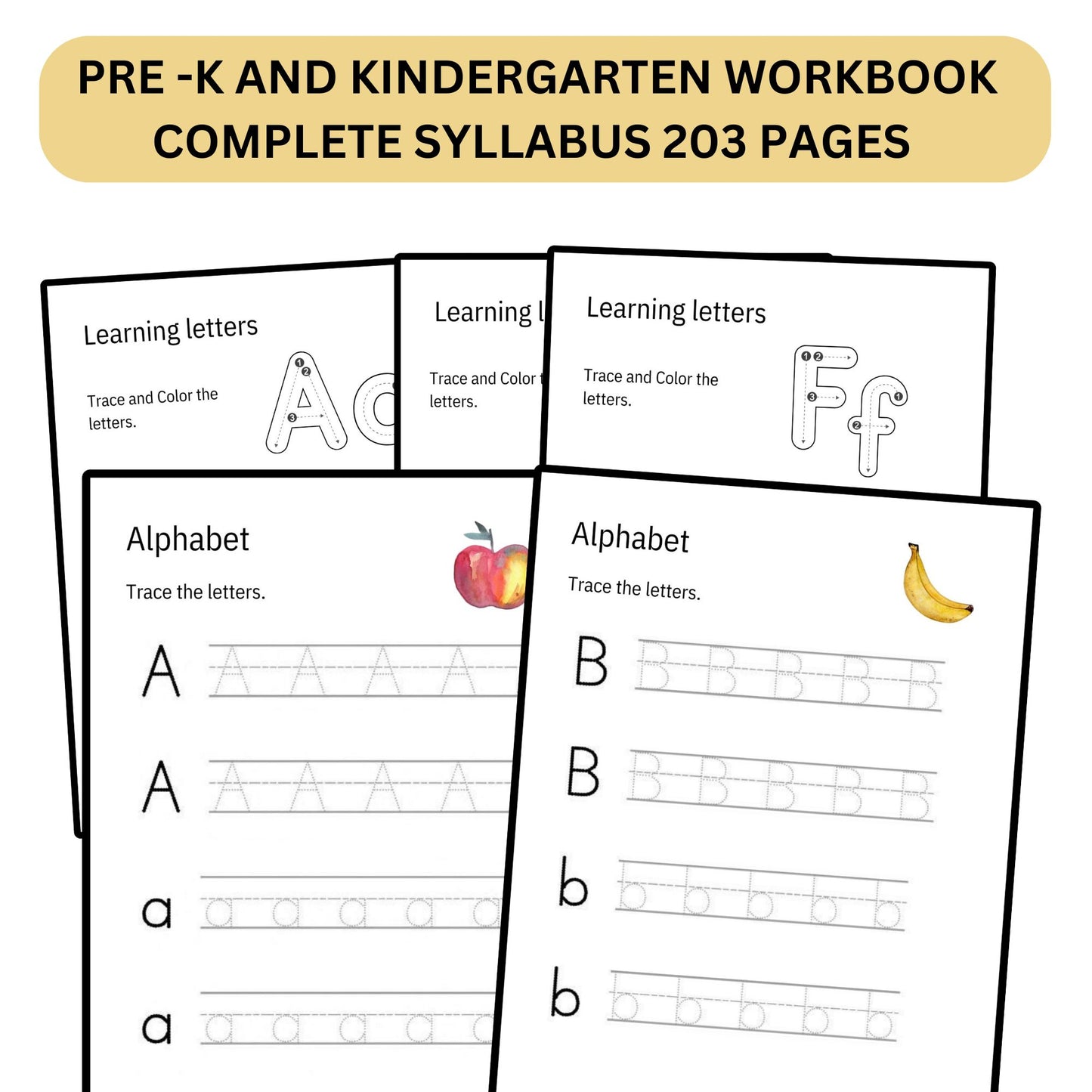 Preschool Pre-K + Kindergarten Learning Bundle Printable Activity Worksheets Coloring Tracing Alphabet Numbers Shapes complete curriculum