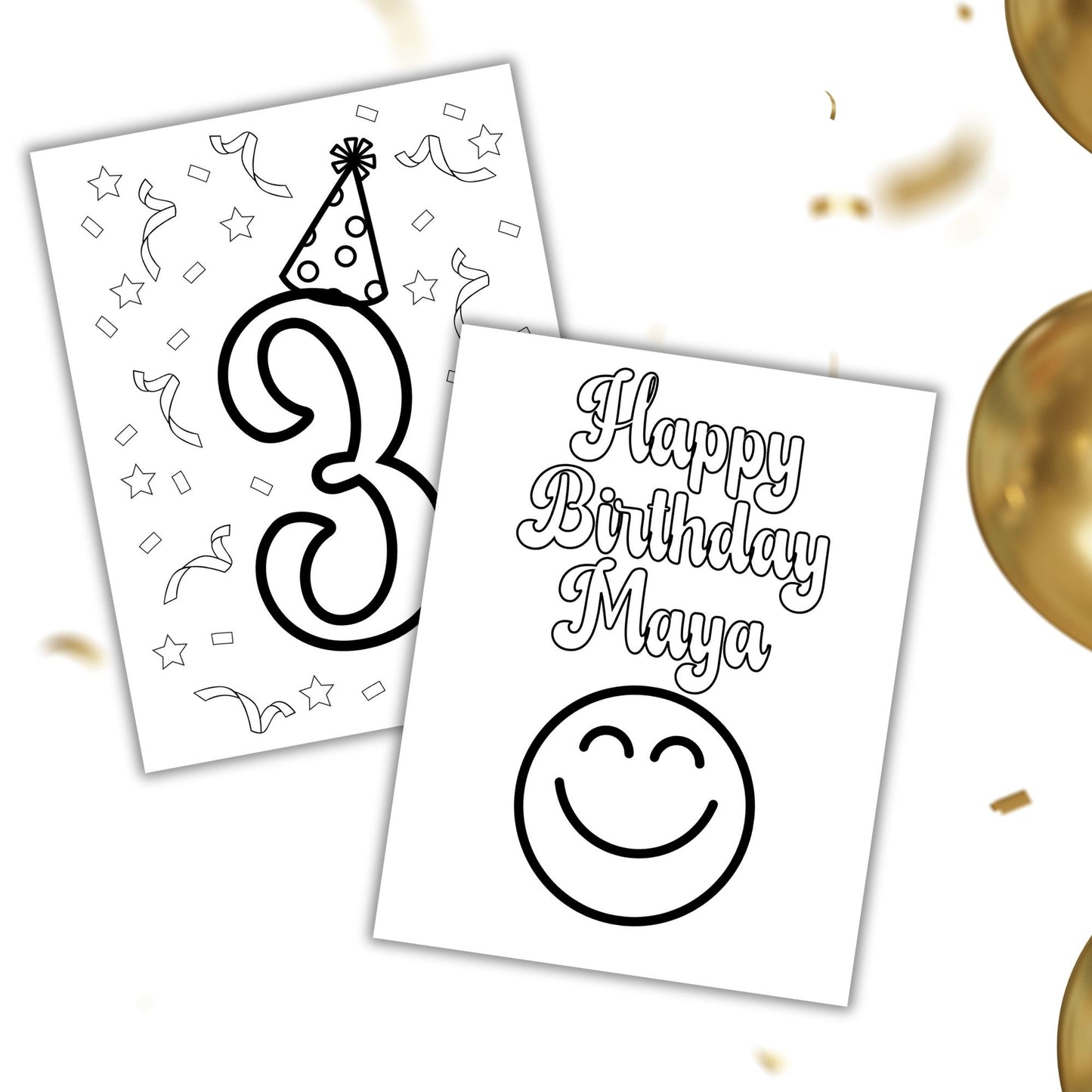 Customizable Birthday Coloring Pages for Kids | Personalized Party Activity Set of 9 | Cute Birthday Coloring Sheets for Kids' Parties