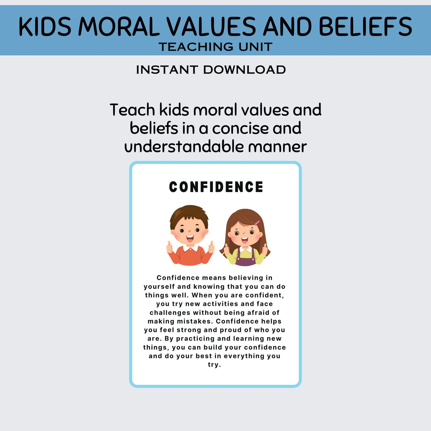 23 Kids Morals and Beliefs Flashcards – Teach Values Like Respect, Kindness, Gratitude, and More!