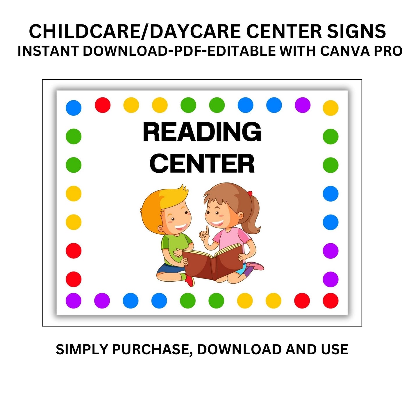 14 Colorful Preschool Signs | Printable Childcare & Daycare Center Signage for Classroom & Montessori | Childcare signs Editable Template