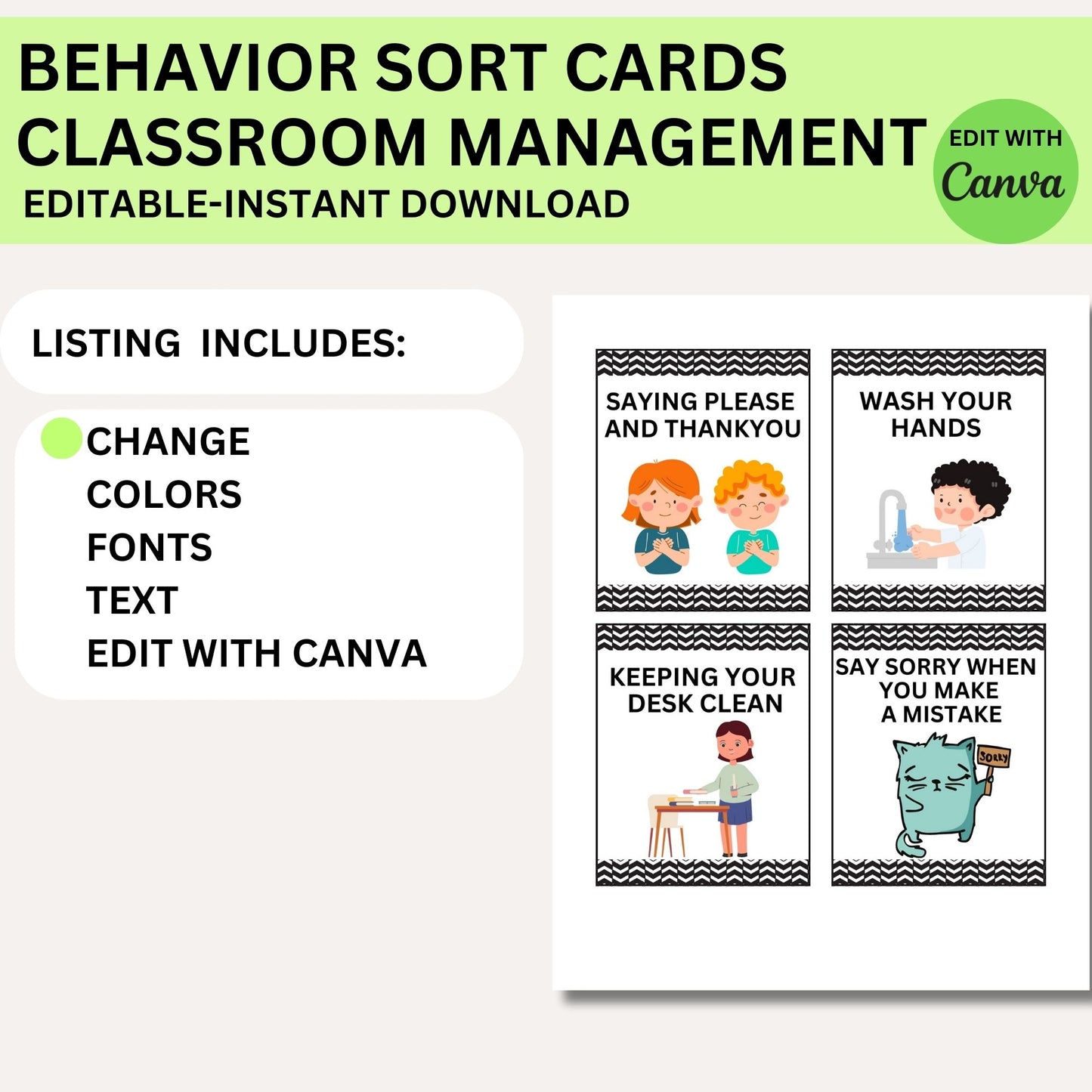 Behavior Sort Good and Bad Choices Positive and Negative Behavior Preschool PreK Kindergarten Printables Classroom Rules Classroom Management