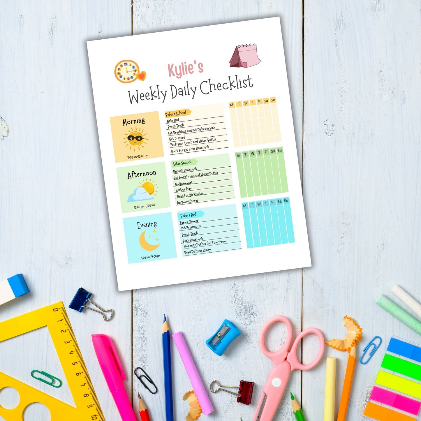 Editable Chore Chart for Multiple Kids Daily Checklist Template for Canva Responsibility and Daily Routine Kids Chore Checklist