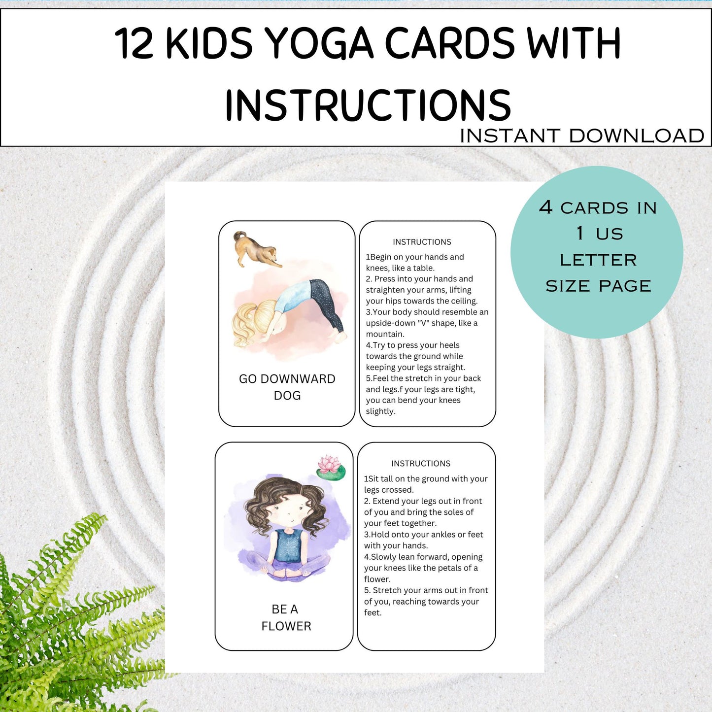 Kids Yoga Poses Yoga Flashcards Kids Movement Activity Yoga Poses Yoga Practice Yoga Cards Yoga for Kids Exercise Cards Instant Download