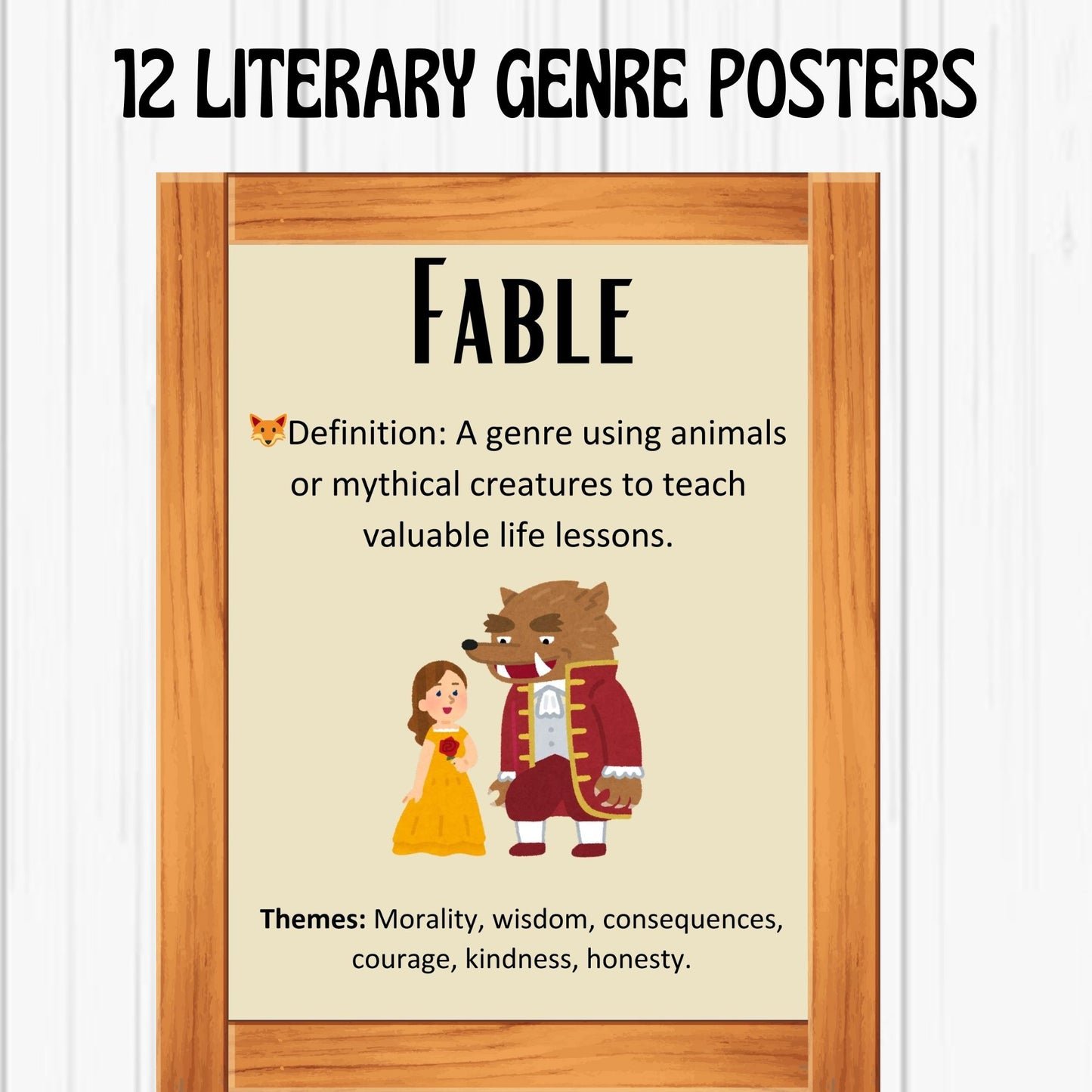 Literary Genres Poster Bundle for Classroom and Library | 12 Genre Posters with Definitions and Themes