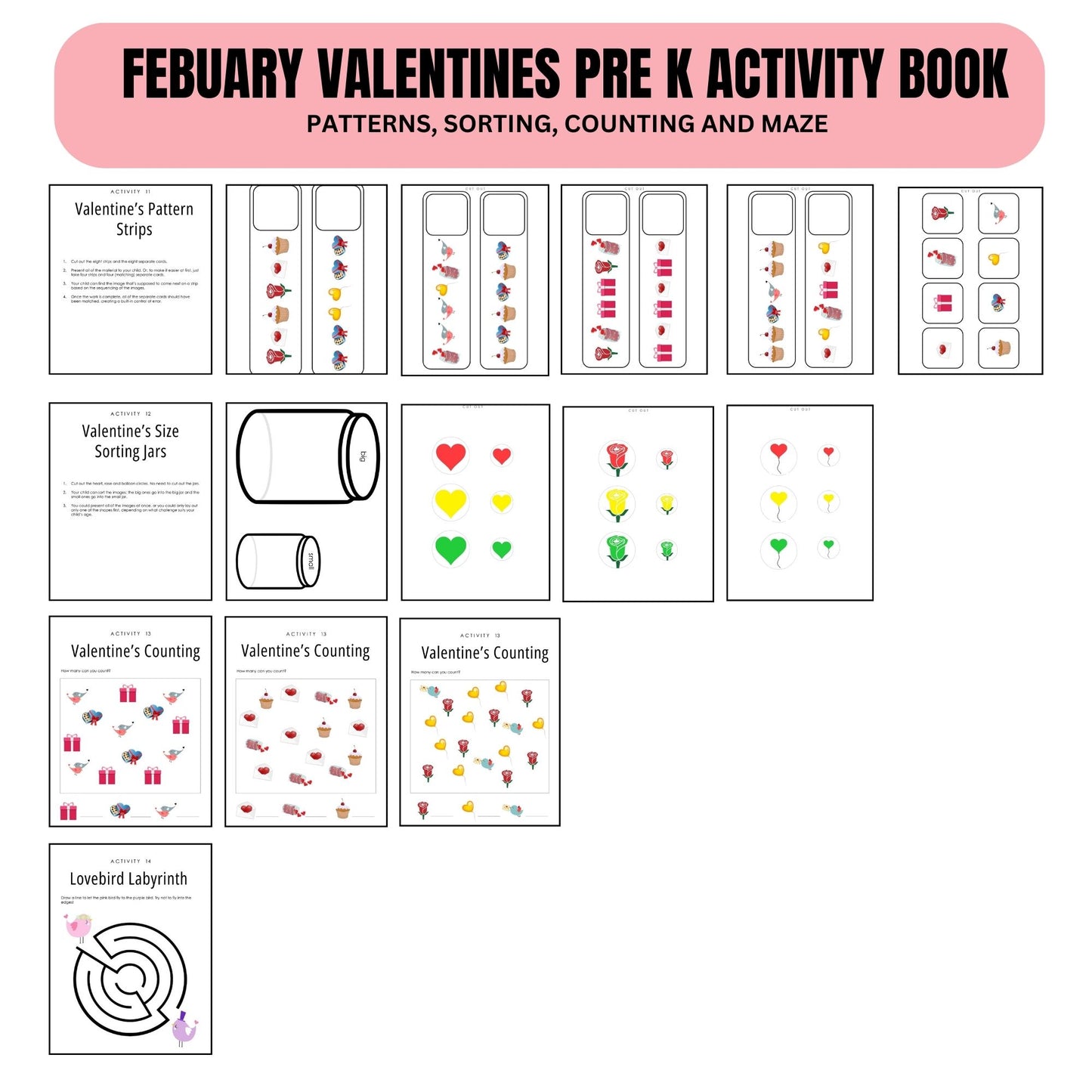 Valentine’s Day Preschool Busy Book | Printable Preschool Curriculum & Worksheets | Fun Valentine Activities for Kids