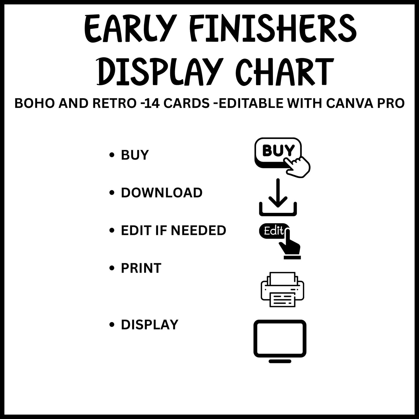 I’m Done Posters for Early Finishers | Boho & Retro Classroom Decor | Editable Canva Template