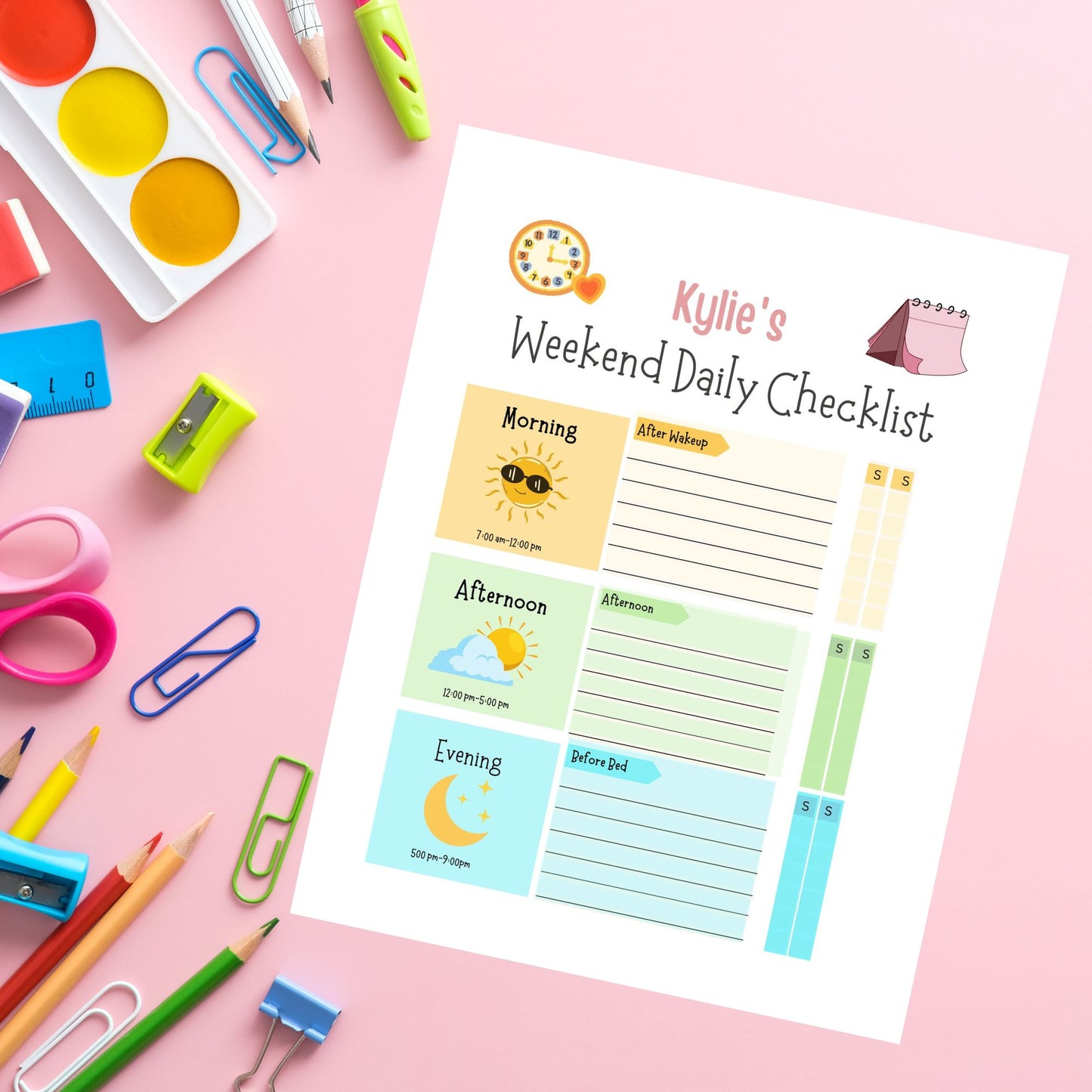 Editable Chore Chart for Multiple Kids Daily Checklist Template for Canva Responsibility and Daily Routine Kids Chore Checklist