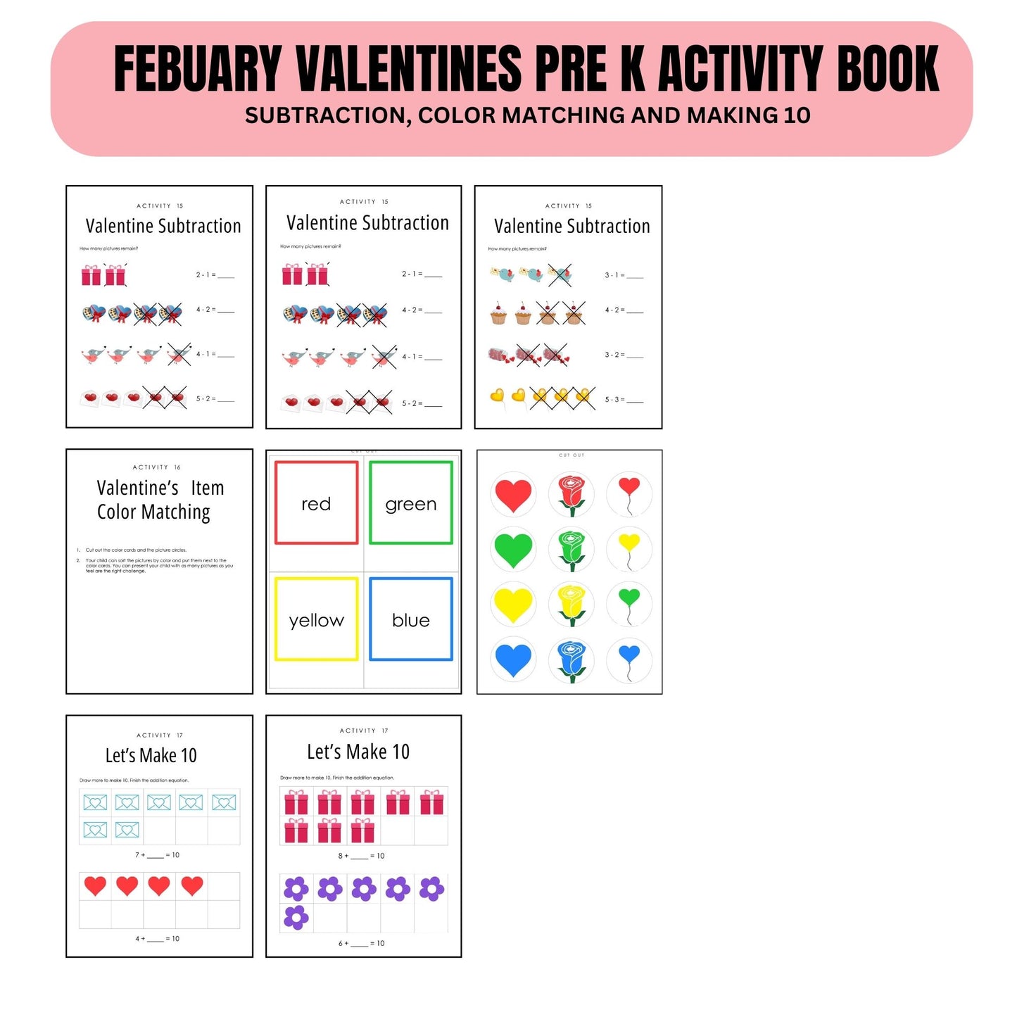Valentine’s Day Preschool Busy Book | Printable Preschool Curriculum & Worksheets | Fun Valentine Activities for Kids