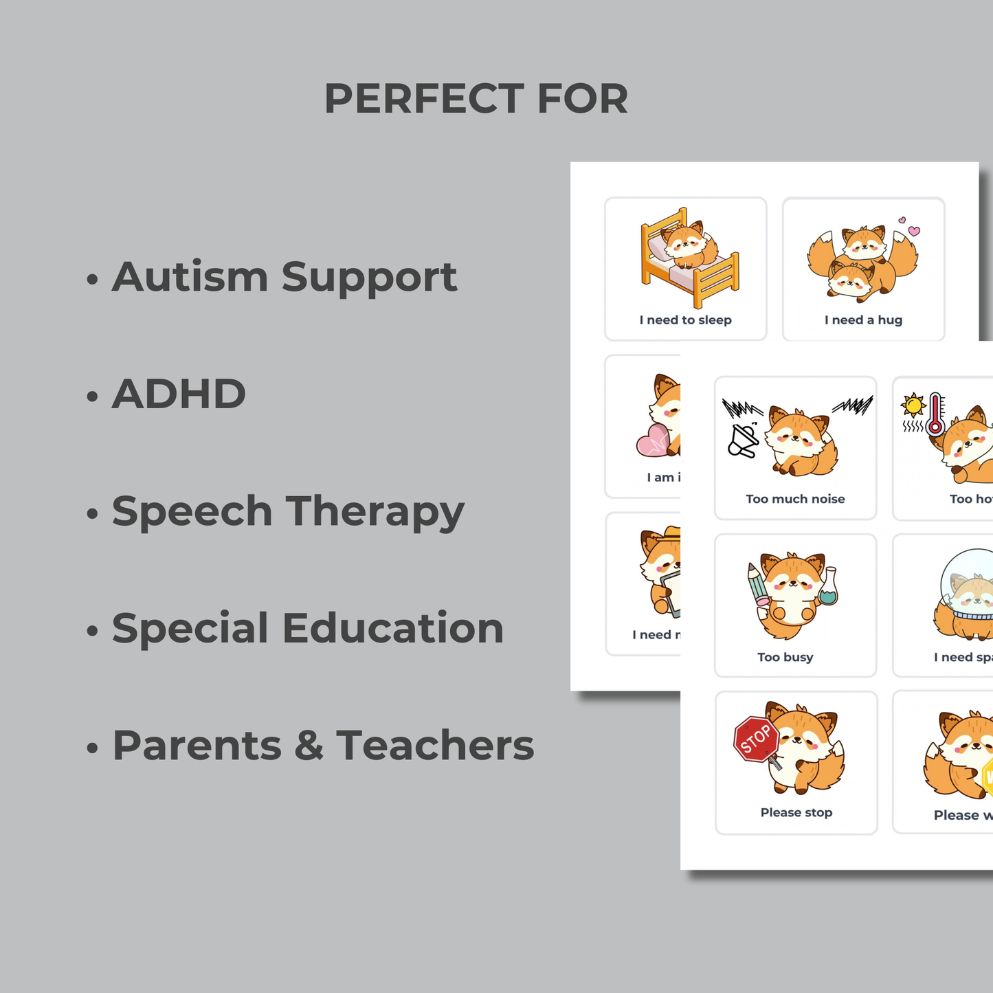Autism Behavior & Needs Cards | Printable Visual Communication Cards for Kids