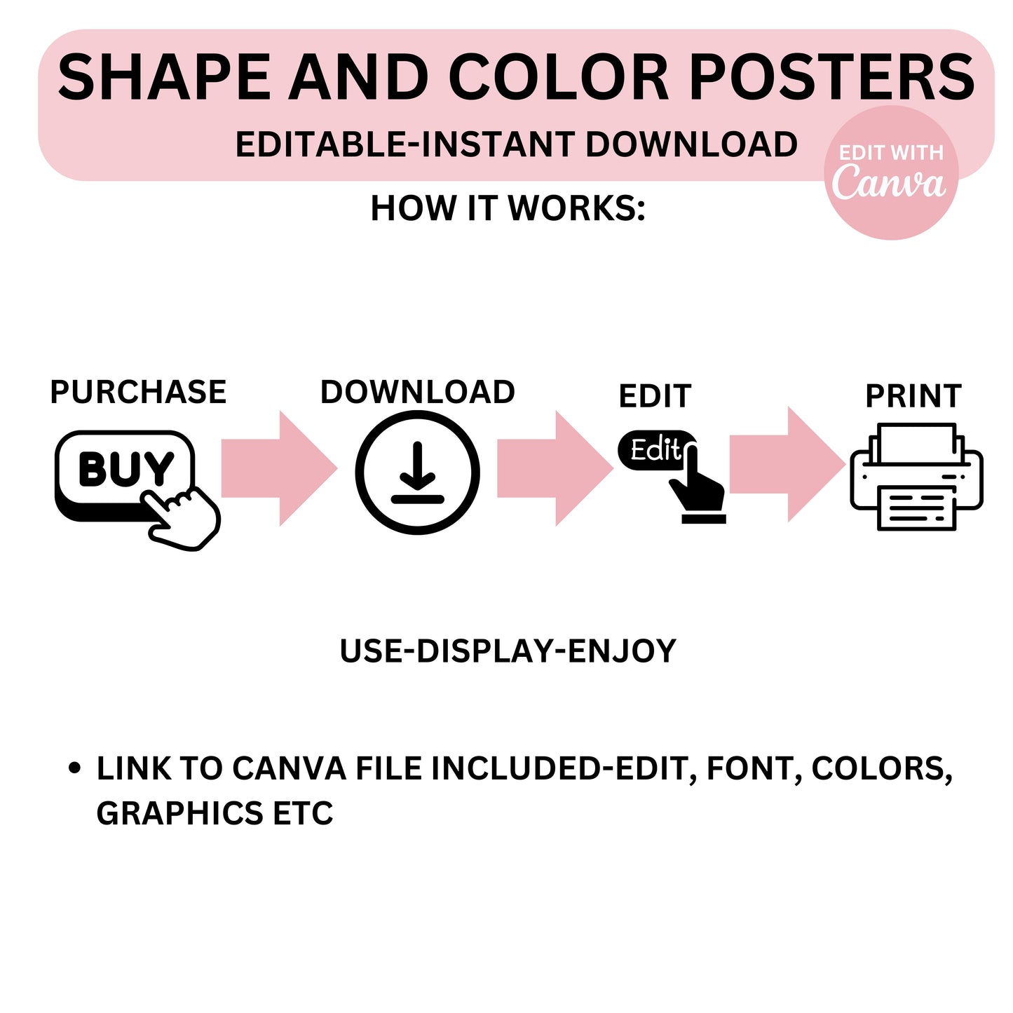 Classroom Shapes and Colors Printable Display | Editable Modern Boho Bulletin Board Decor | Canva Teacher Templates + PDFs