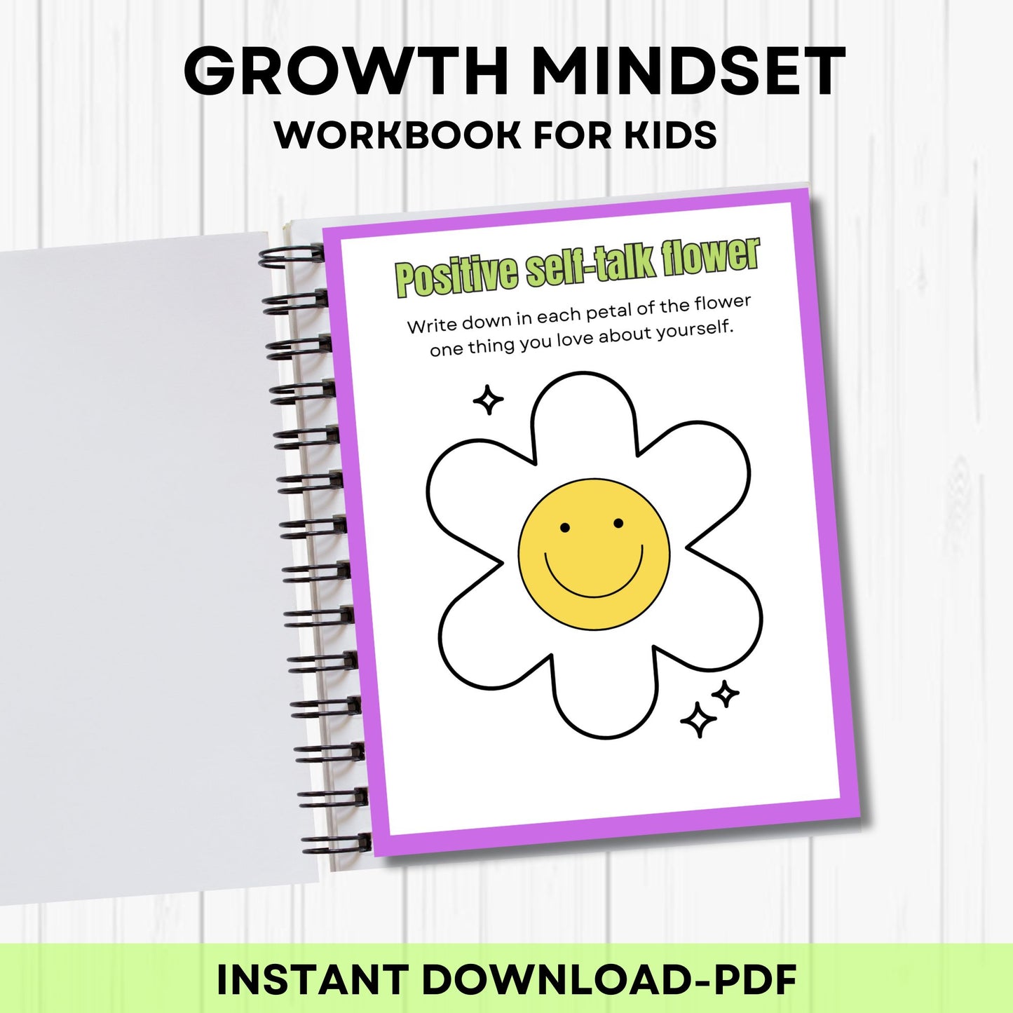 Grow Your Mind Worksheets for Kids – Social Emotional Learning Activities, Therapy Resources, Self-Love & Positive Thinking Challenge