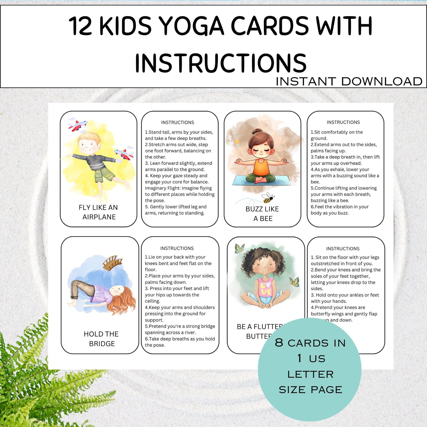 Kids Yoga Poses Yoga Flashcards Kids Movement Activity Yoga Poses Yoga Practice Yoga Cards Yoga for Kids Exercise Cards Instant Download