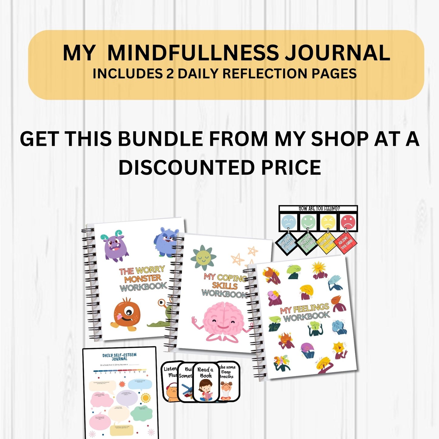Kids Mindfulness Journal Pages Mental Health Mindfulness Workbook Self Esteem and Gratitude Positive Thinking Printable