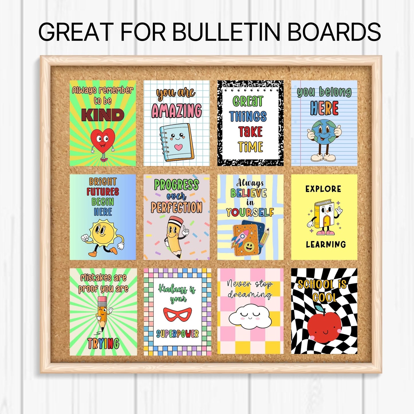 14 Motivational Classroom Posters – Positive Quotes & Growth Mindset Wall Decor for Kids