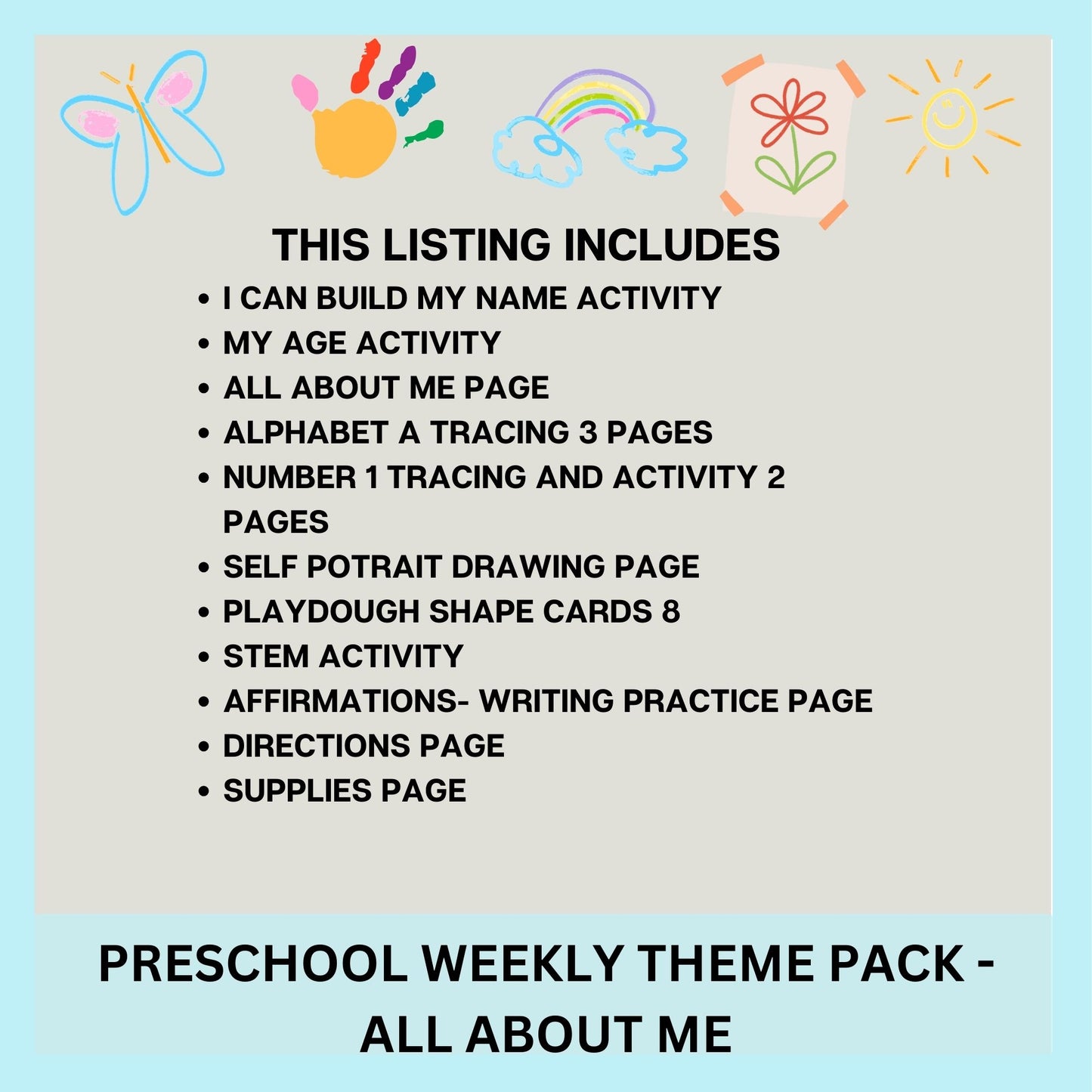 All About Me Preschool Curriculum | Weekly Lesson Plan for Early Learning | Daycare Learning | Homeschool Preschool Worksheets