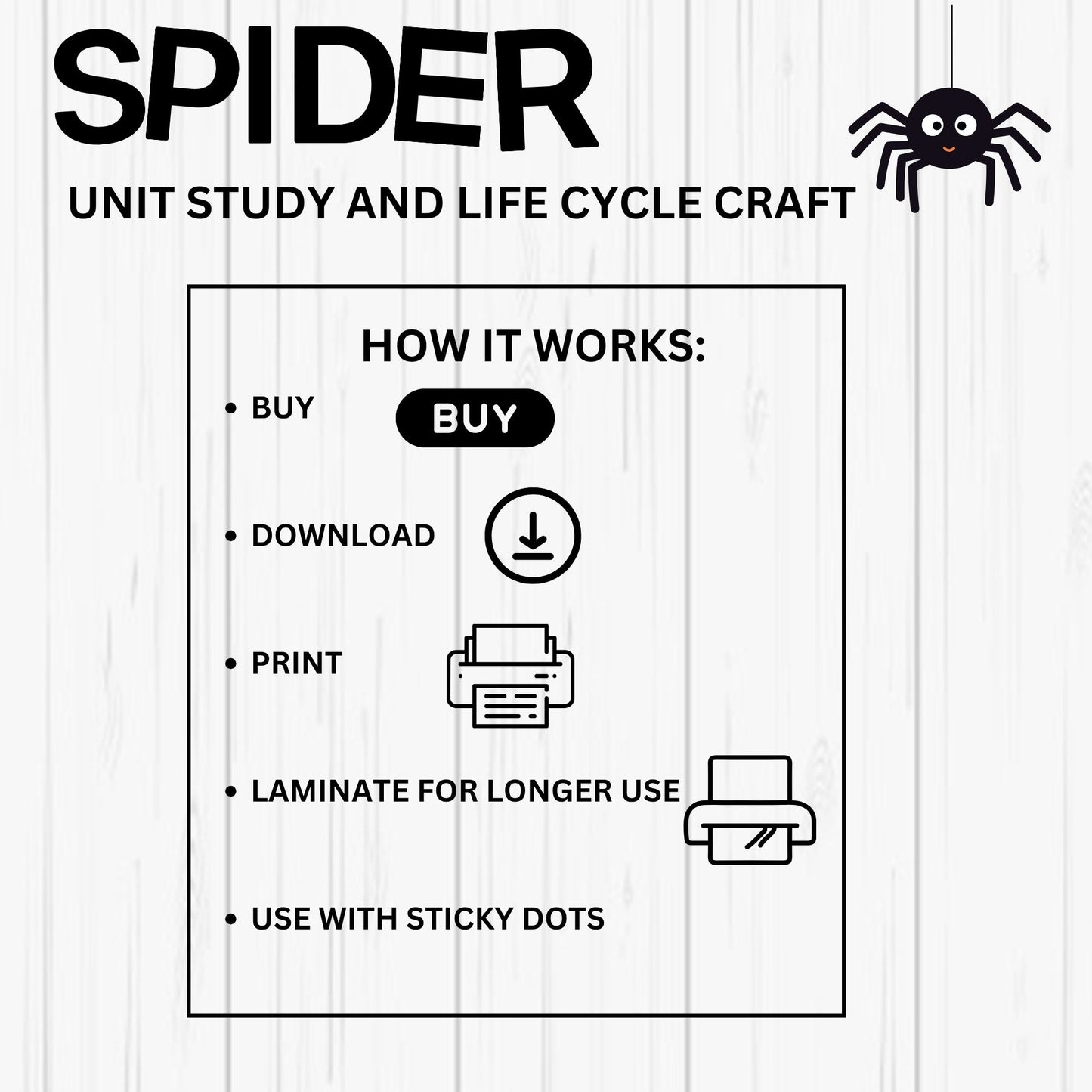 Printable Spider Unit Study for Kids – Life Cycle Worksheets, Craft, and Halloween Homeschool Science Activity