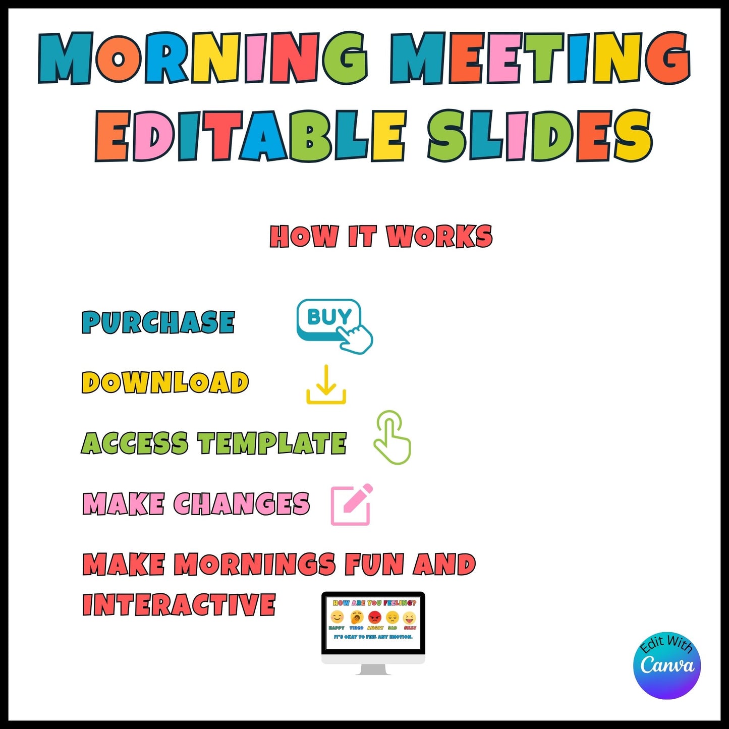 Morning Meeting Slides for Teachers – Editable Canva Template for Preschool and Elementary Classrooms