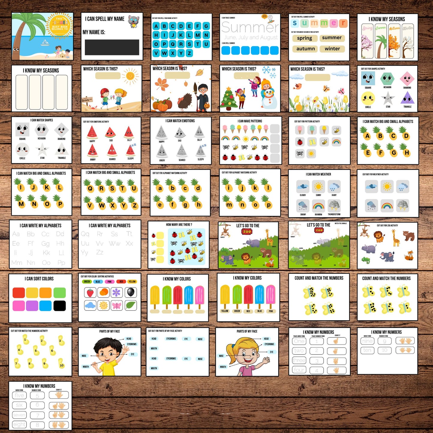 Summer Busy Book Printable Mega Bundle | Personalized Toddler Learning Binder | Preschool Quiet Book | Homeschool Activities | Kindergarten Worksheets