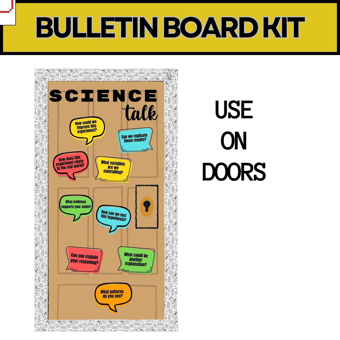 Bright Science Talk Bulletin Board Science Classroom Decor Science Door Decor STEM Talk Posters Classroom Decor Science Teacher Resource
