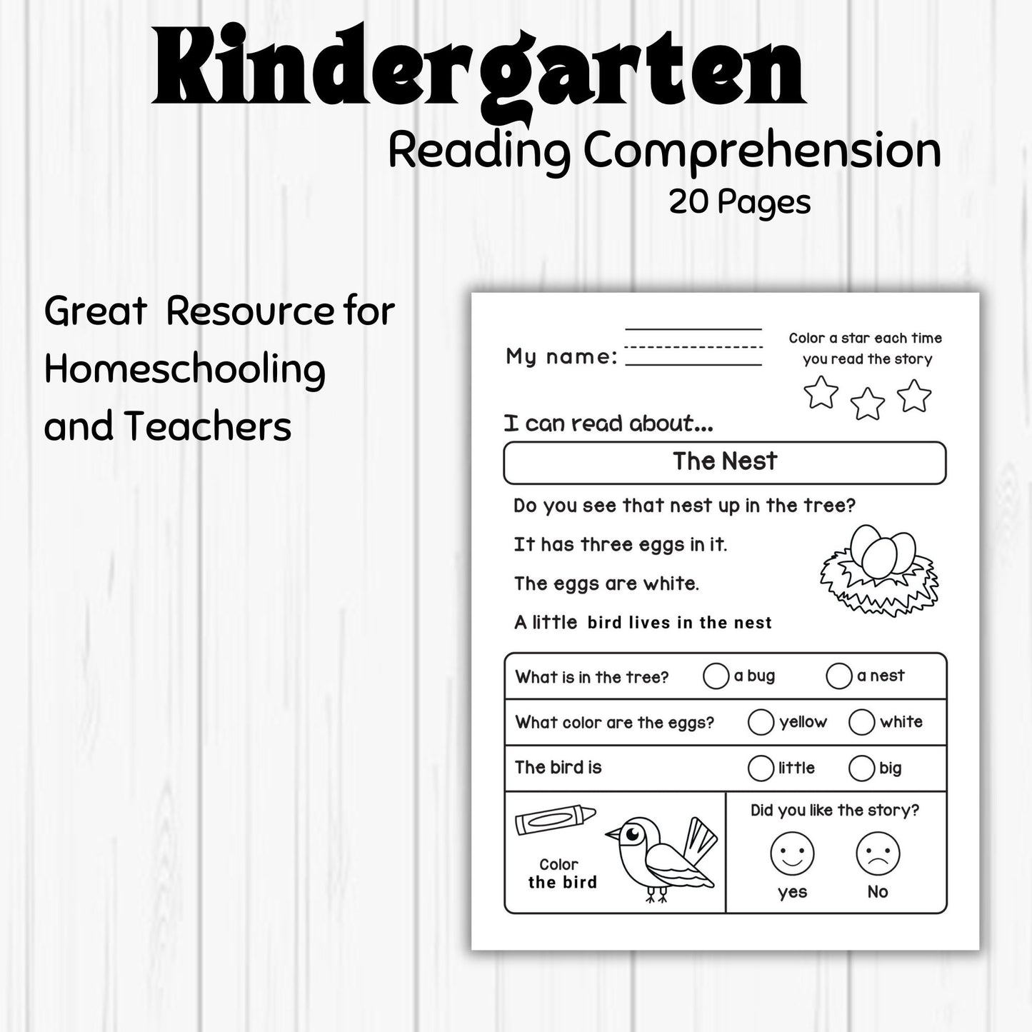 Reading Comprehension Pack for Beginner Readers 20 Worksheets Easy Text Multiple Choice Questions with Illustrations