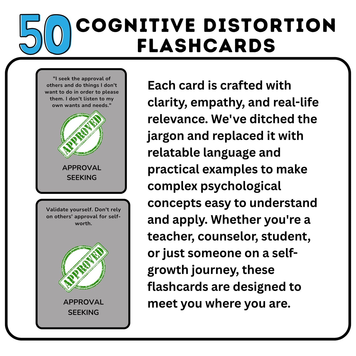 Cognitive Distortion Cards – CBT Therapy Cards for Cognitive Behavioral Therapy, Cognitive Biases, Mental Health Worksheets, Therapy Tools