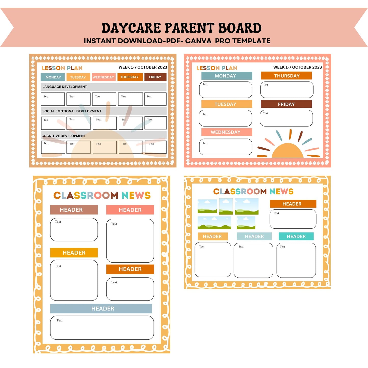Daycare Parent Board Childcare Bulletin Board Canva Editable Template Parent Info Board Organization Daycare Management Editable Forms