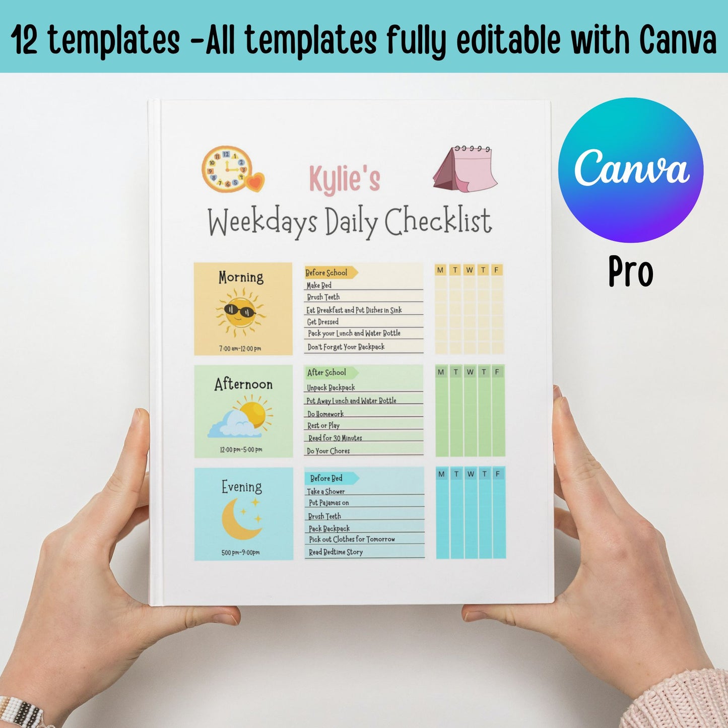 Editable Chore Chart for Multiple Kids Daily Checklist Template for Canva Responsibility and Daily Routine Kids Chore Checklist