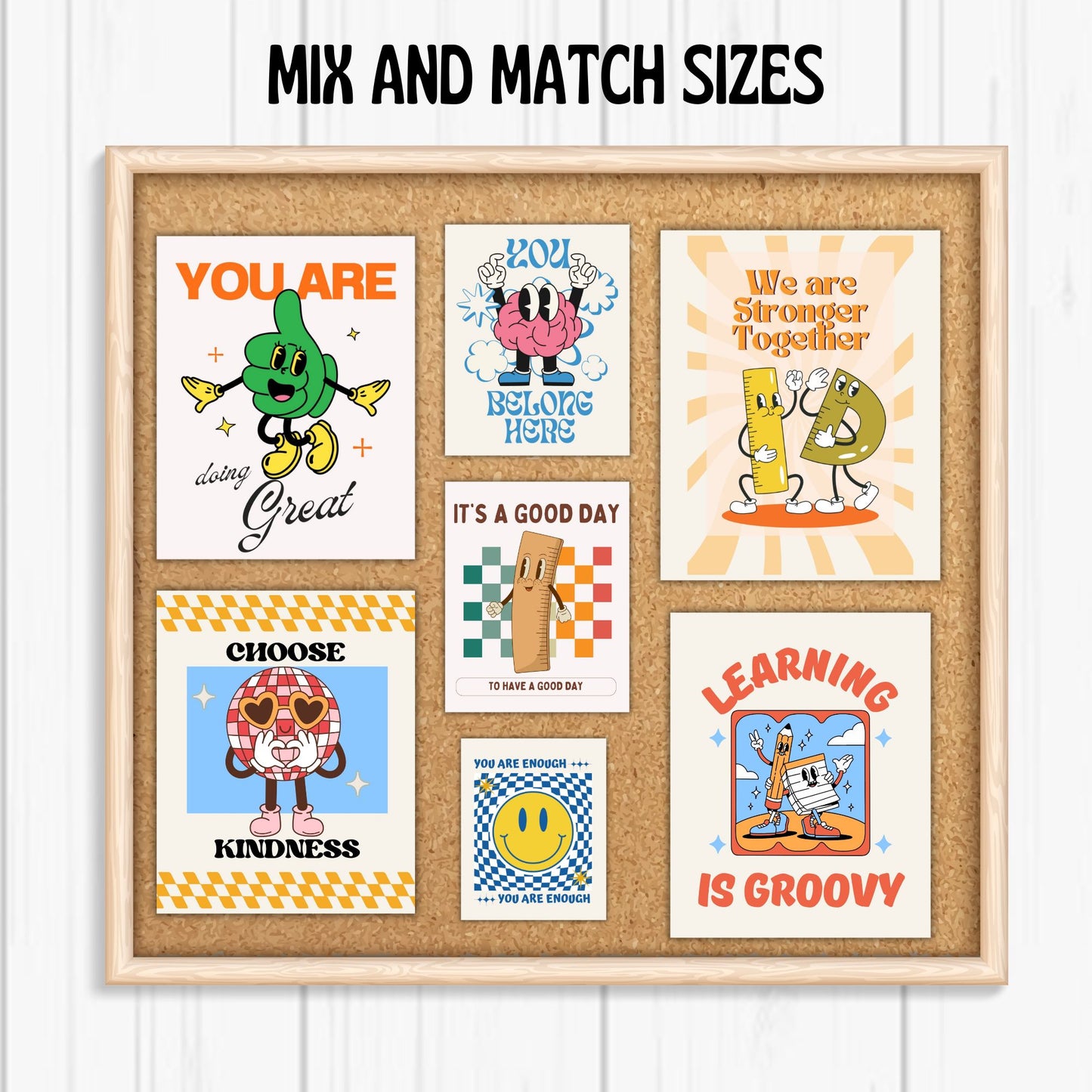 Retro Motivational Posters Groovy Classroom Decor Growth Mindset Motivational Posters Inspirational Posters Retro Affirmation Wall Art