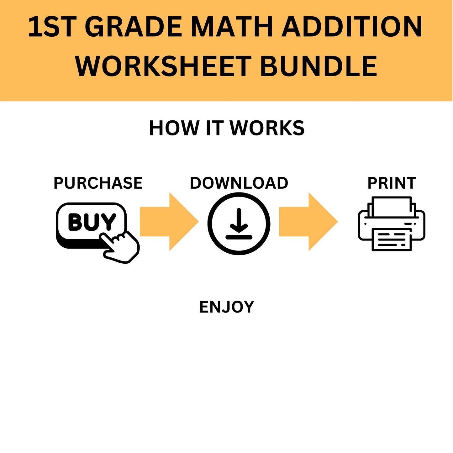 1st Grade Math Worksheets - Addition Practice | Kindergarten & Grade 1 Math Printable PDF | Instant Download
