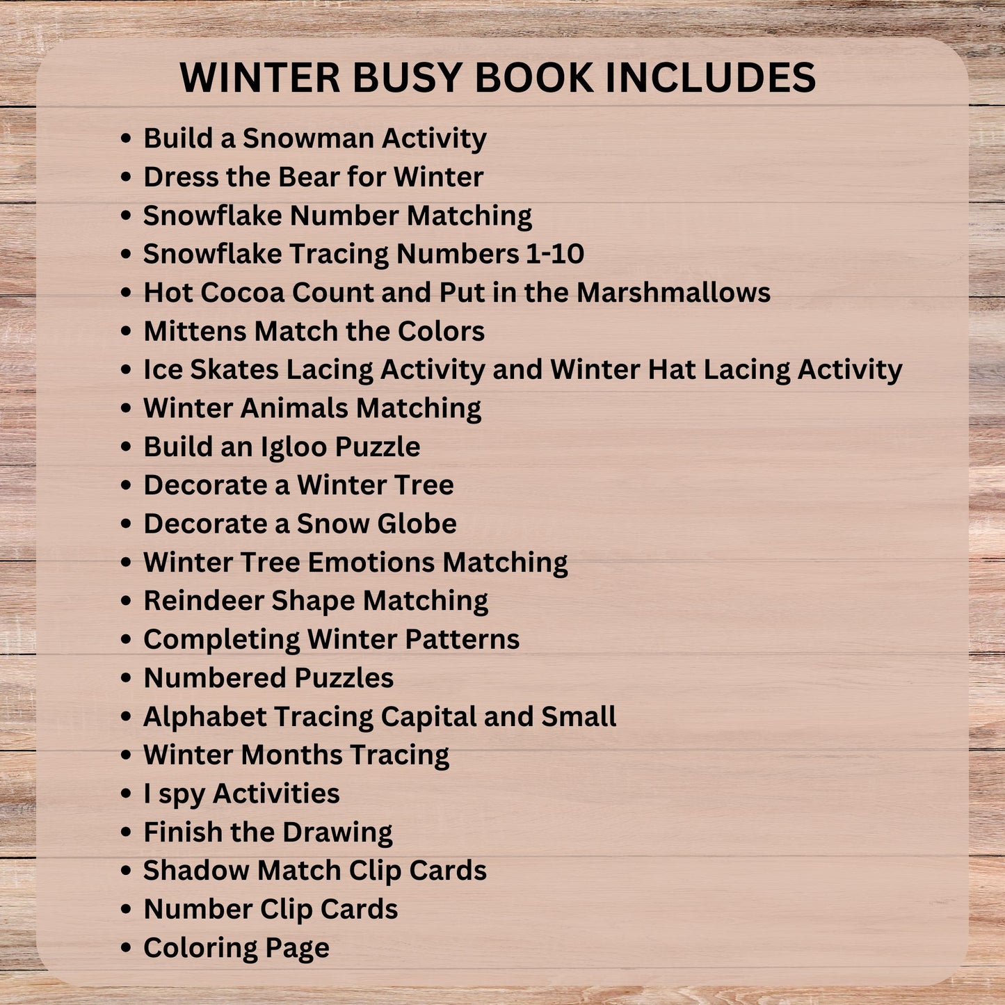 Winter Printable Busy Book Preschool Learning Binder Preschool & Toddler Learning Activities Homeschool Kindergarten Activity Book