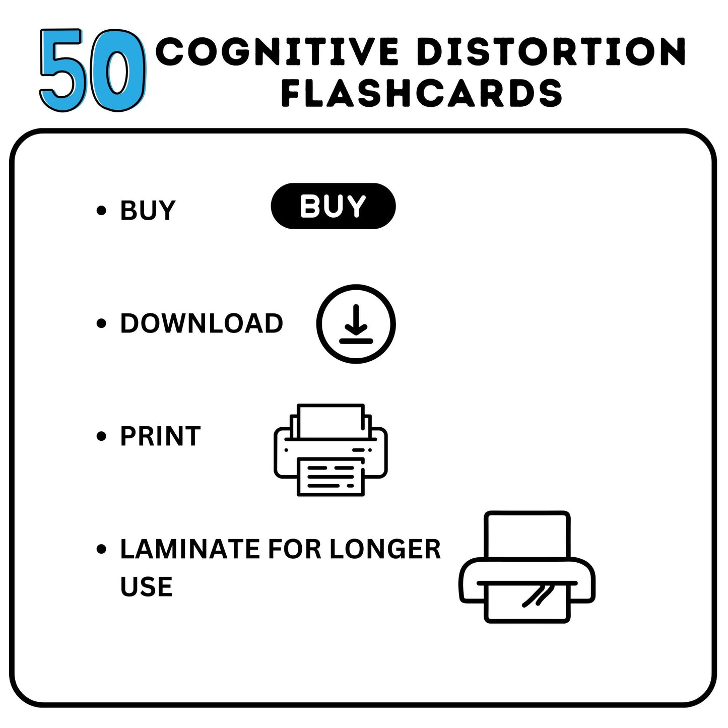 Cognitive Distortion Cards – CBT Therapy Cards for Cognitive Behavioral Therapy, Cognitive Biases, Mental Health Worksheets, Therapy Tools