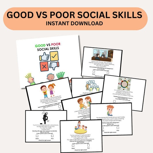 Good vs. Poor Social Skills Worksheets | Autism & Special Education Resource | Social Emotional Learning for Kids | PDF for Occupational Therapy & Early Intervention