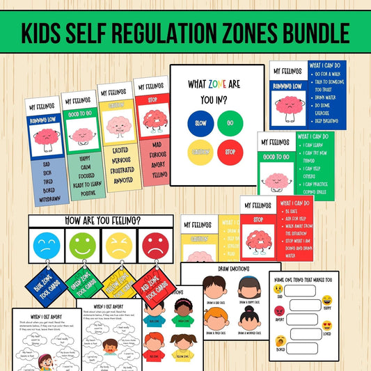 Self-Regulation Zones BUNDLE Calming Corner Tools Emotional Regulation Flashcards Autism Support ASD Tools ADHD School Counselor Therapist