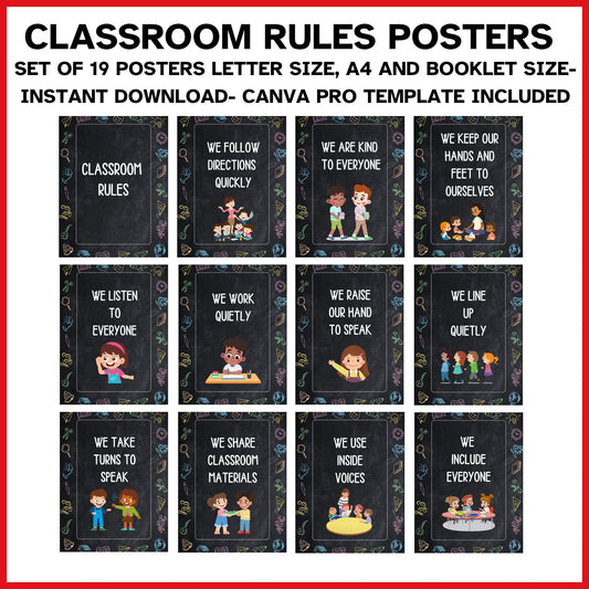 Classroom Rules Posters | 18 We Statements | Positive Behavior Expectations & Classroom Management Decor