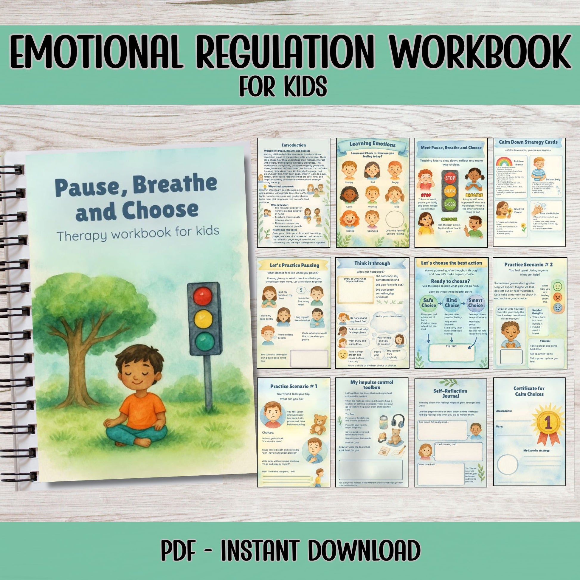 Coping Skills Workbook for Kids Printable – Emotional Regulation Activities PDF