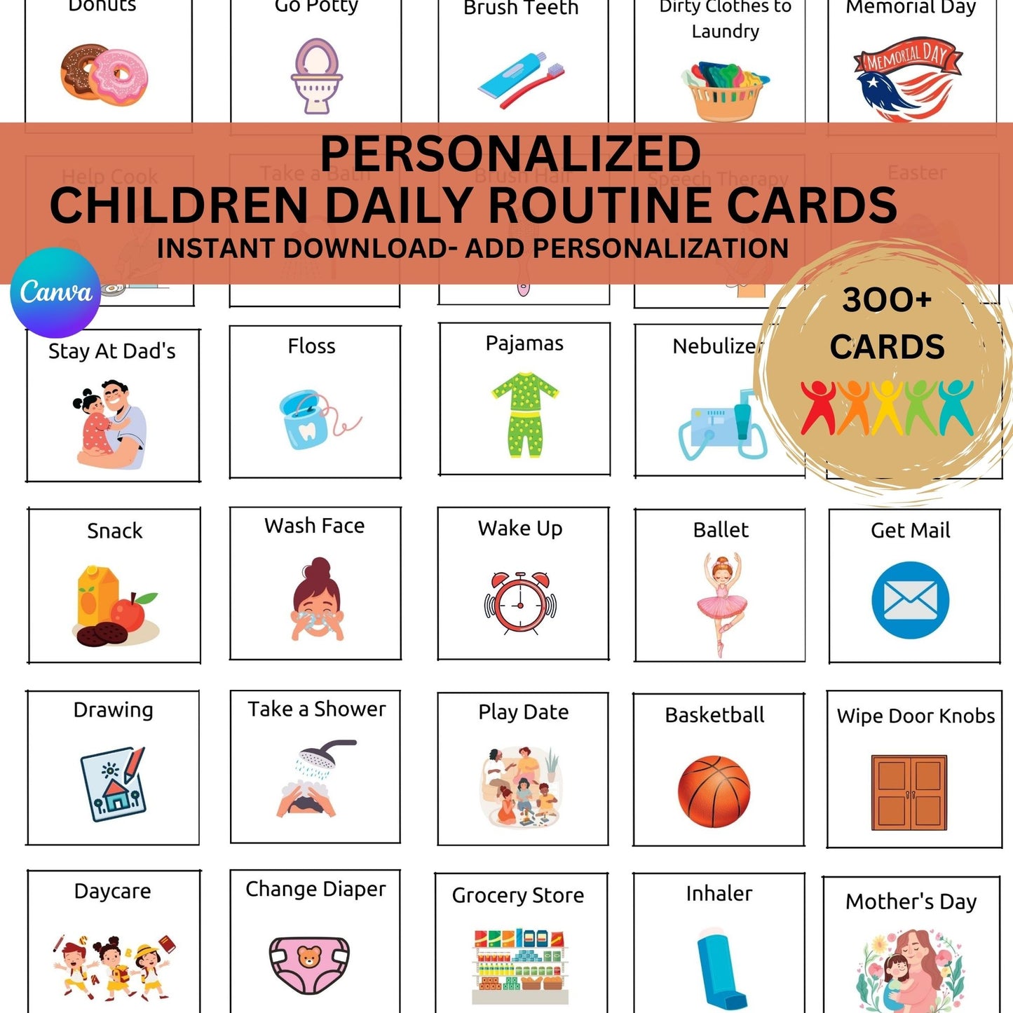 300 daily routine cards printable visual schedule for autism and ADHD
