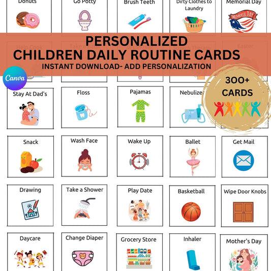 300 daily routine cards printable visual schedule for autism and ADHD