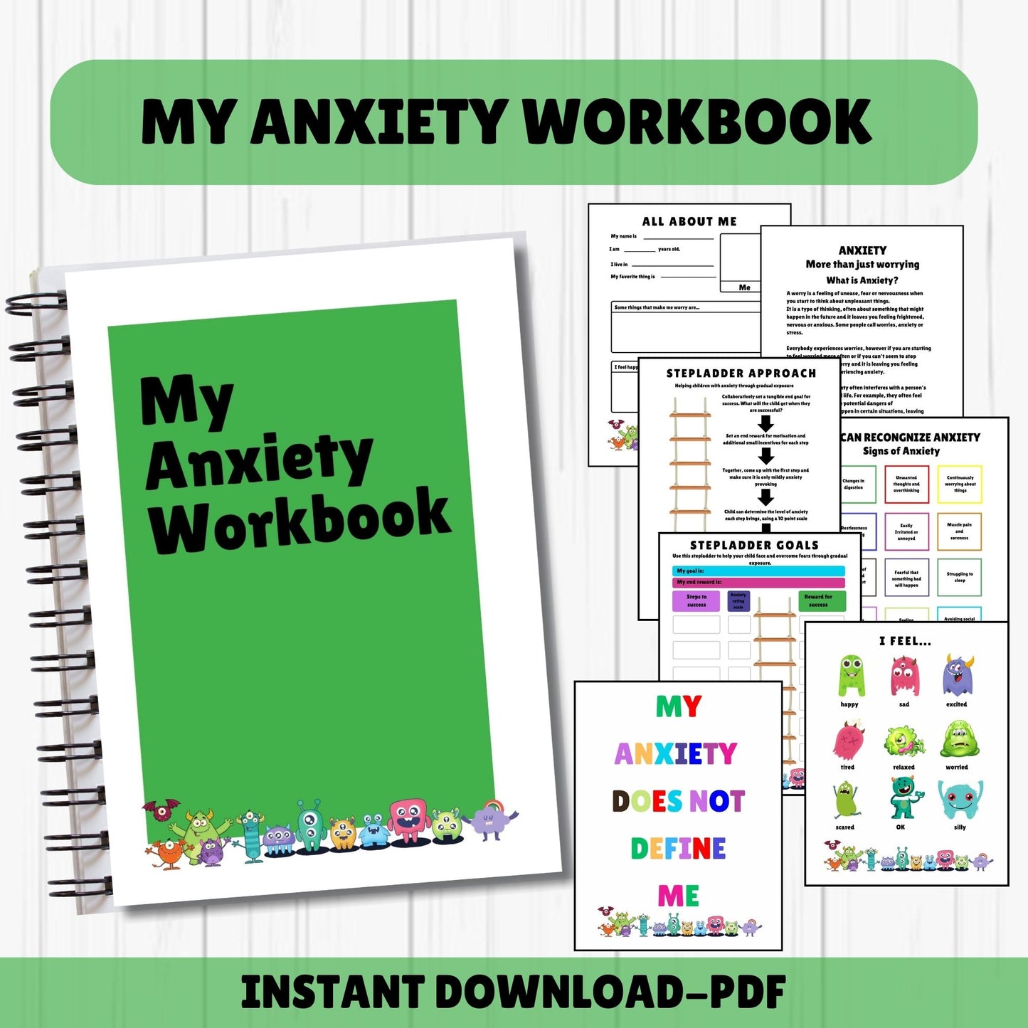 Anxiety Workbook for Kids Therapy Tools Therapy Worksheets Kids Anxiety Journal Therapy Office Decor Social Psychology DBT CBT