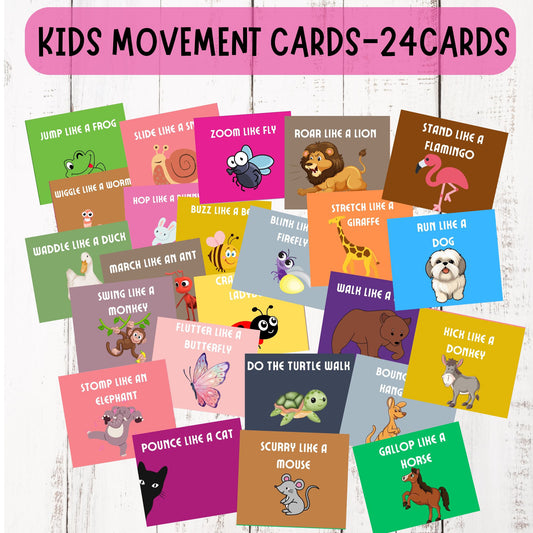 Animal Movement Cards Movement Activity Action Cards Circle Time, Educational Preschool Printable Activity Toddler Preschool Homeschool