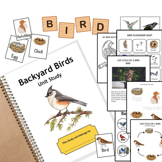 Printable Backyard Birds Unit Study Bird Watching Journal Kids Printable Homeschool Learning Toddler Busy Book Preschool Curriculum kids