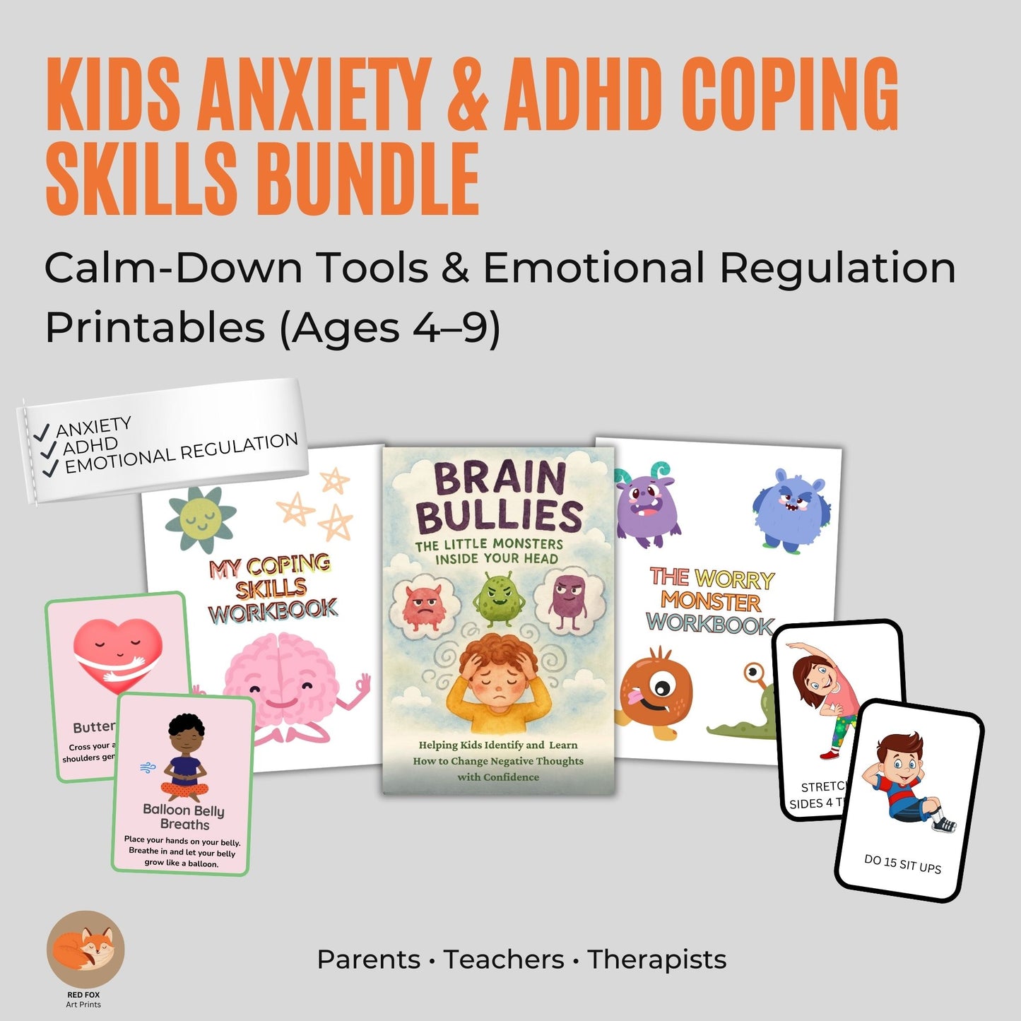 Kids Anxiety and ADHD Coping Skills Bundle (Ages 4–9)