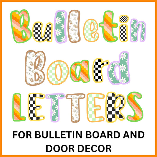 Retro and Boho Bulletin Board Letters & Numbers – Classroom & Back-to-School Decor
