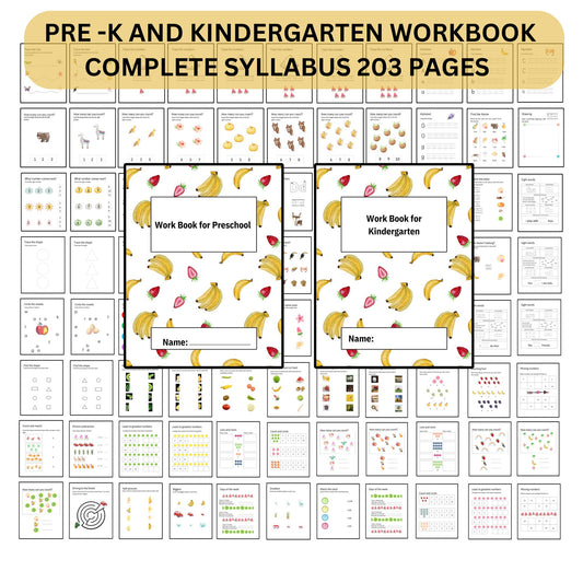 Preschool Pre-K + Kindergarten Learning Bundle Printable Activity Worksheets  Coloring Tracing Alphabet Numbers Shapes complete curriculum