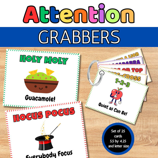 25 Classroom Attention Grabbers Posters & Call and Response Cards | Fun Teacher Printables for Classroom Management